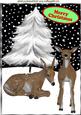 Lovely Deers in the Snow, with Snow Tree A4