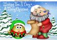 Santa with His List and Little Weeble Elf in the Snow A4