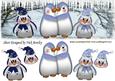 Family of Cute Penguins in Blue in the Snow Dl