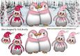 Family of Cute Penguins in Pink in the Snow Dl