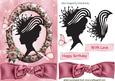 Pretty Silhouette Vintage Lady in Rose Frame