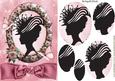 Pretty Silhouette Lady in Frame Oval Pyramids