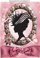 Pretty Silhouette Vintage Lady in Rose Frame with Bow A4