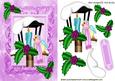Little Bird in Lilac Frame in Birdhouse with Holly