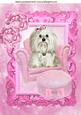 Cute Little Westie Sitting in Pink Arm Chair, with Roses A4