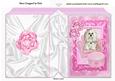 Cute Little Westie Sitting in Pink Arm Chair, Folded Book