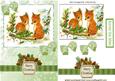 Little Foxes in the Snow with Bird and Bows