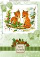 Little Foxes in the Snow with Bird and Bows A4