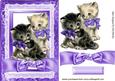 Vintage Kittens in Purple Lace Frame with Bow