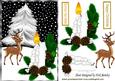 Pretty White Candle, Snowscene with Deer