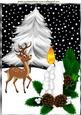 Pretty White Candle, Snowscene with Deer A4