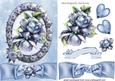 Blue Roses, in Rose Frame with Hearts and Bow