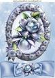 Blue Roses, in Rose Frame with Bow A4