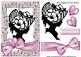 Hearts & Bow with Vintage Silhouette Lady in Floral Frame
