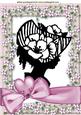 Hearts & Bow with Vintage Silhouette Lady in Floral Frame A4