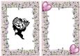 Hearts & Bow with Vintage Silhouette Lady in Floral Frame A5