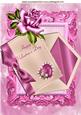Love You Heart with Pink Rose & Bow on a Letter A4