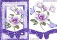 Lilac Magnolias with Butterflies on Lace with Bow
