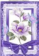 Lilac Magnolias with Butterflies on Lace with Bow A4