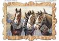 Lovely Vintage Shire Horses in Wooden Frame A4