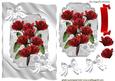 Red Bouquet of Roses in Silver Ornate Frame Crd & Topper