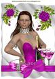 Glam Girl with Pink Champagne and Big Bow A4