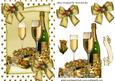 Champagne for Two! with Gold Rose, on a Scroll