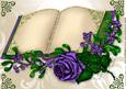 Beautiful Purple Rose, with Holly and Berries on a Book A4