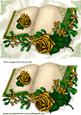 Beautiful Gold Rose, with Holly and Berries on a Book