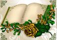 Beautiful Rose, with Holly and Berries on a Book A4