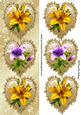 Gold Frill Hearts with Lillies Toppers, Tall Dl