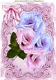 Pretty Lilac/pink Flowers, with Bow in Ornate Frame A4