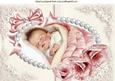 Cute Baby Girl, in Pearl Frame with Satin Bow A4