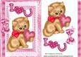 Cute I Love U Kitty with Heart, Pearls and Bow