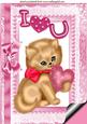 Cute I Love U Kitty with Heart, Pearls and Bow, A4
