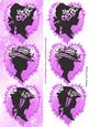 Pretty Vintage Silhouette Ladies in Pink Frill Hearts Dl