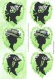 Pretty Vintage Silhouette Ladies in Green Frill Hearts Dl