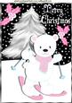 Cute Polar Bear on Skis, in the Snow A4
