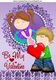 Be My Valentine! Cute Couple with Hearts A4