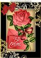 Be Mine! Pretty Red Rose with Letter and Bow A4