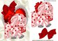 Be Mine! Little Pink Elephant on Frilly Heart with Red Bow