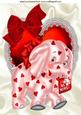 Be Mine! Little Pink Elephant on Frilly Heart with Bow A4