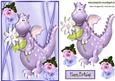 Cute Little Pink Dragon with Flowers