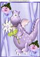 Cute Little Pink Dragon with Flowers, A4