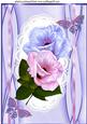 Pretty Pink/lilac Flowers with Jewelled Butterflies & Bow A4