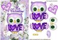 Cute Little Lilac Owl with Hearts & Butterflies