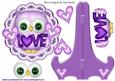 Cute Little Lilac Owl with Heart, on a Plate & Stand