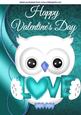 Cute Love Owl in Turq, with Heart A4