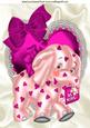 Pink Elephant on Frill Heart with Bow A4