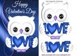 Cute Love Owl in Blue, with Heart